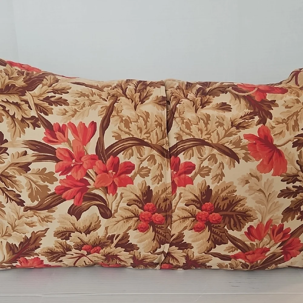 Eddie Bauer Home Red Brown Floral Cotton King Pillow Sham